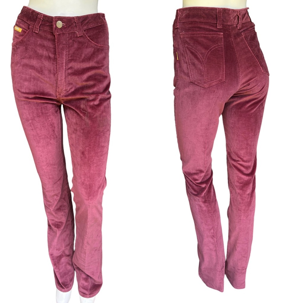 Vintage Deadstock NOS Ferrari Jeans Maroon Velveteen High Rise Jeans Size 7 JR